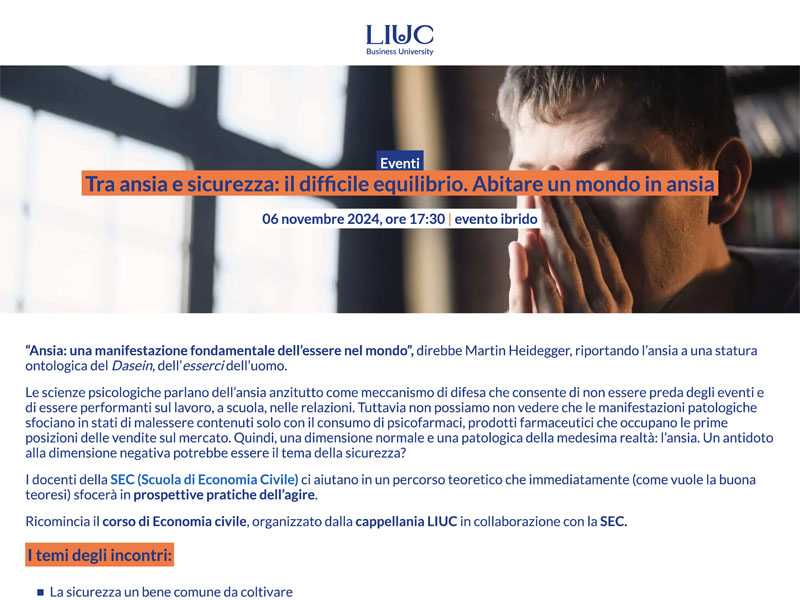 Tra ansia e sicurezza - LIUC - Università Cattaneo - Sito