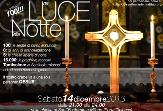 14 dicembre, 100a “Luce nella notte”a Sant’Eustorgio