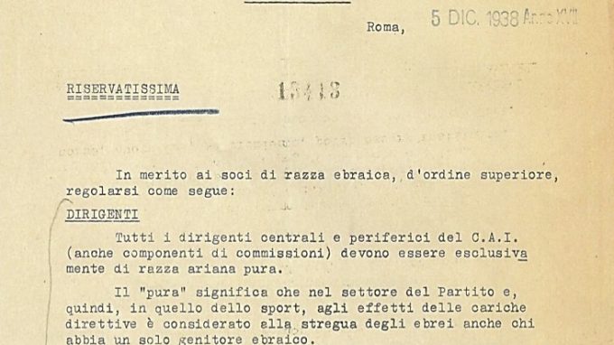 Le leggi razziali, gli ebrei e il Cai: il recupero della memoria